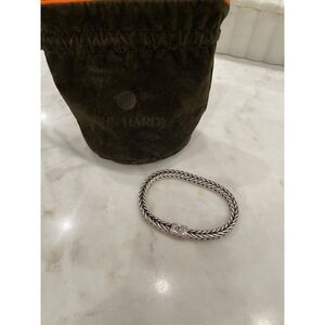 Authentic John Hardy Sterling Silver Woven Men's Bracelet & Pouch